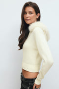 14+ fur hoodie - Blanc