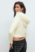 14+ fur hoodie - Beige
