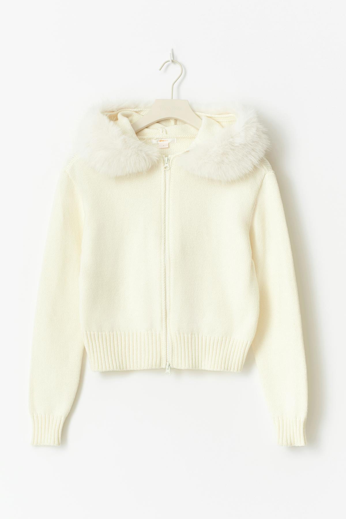 14+ fur hoodie - Blanc