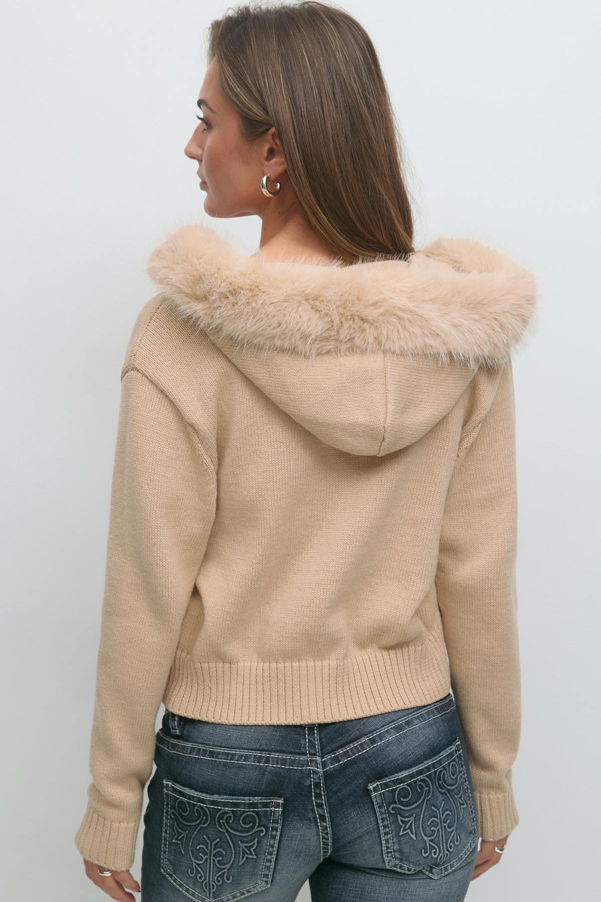 14+ fur hoodie - Beige