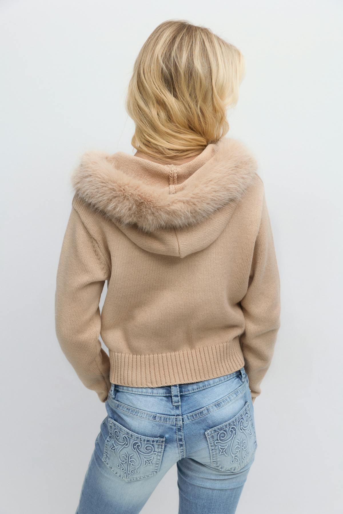 14+ fur hoodie - Beige