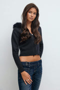 14+ fur hoodie - Blanc