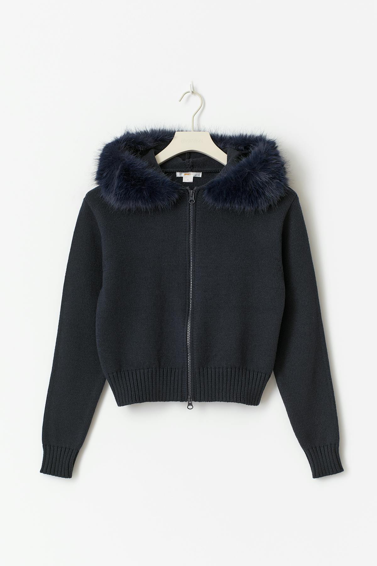 14+ fur hoodie - Bleu marine