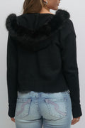 14+ fur hoodie - Bleu marine