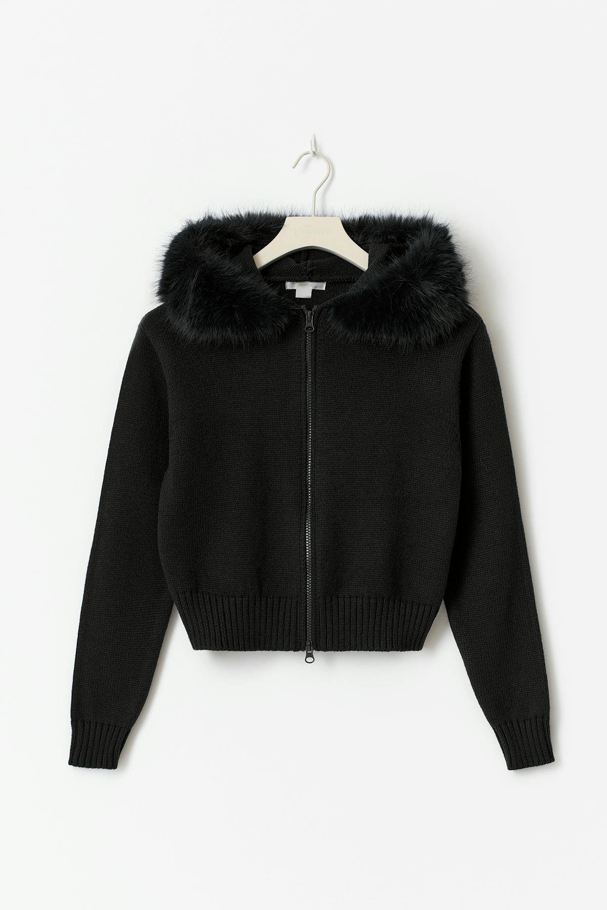 14+ fur hoodie - Noir