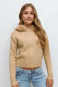 Y fur hoodie - Beige