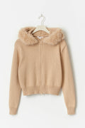Y fur hoodie - Beige