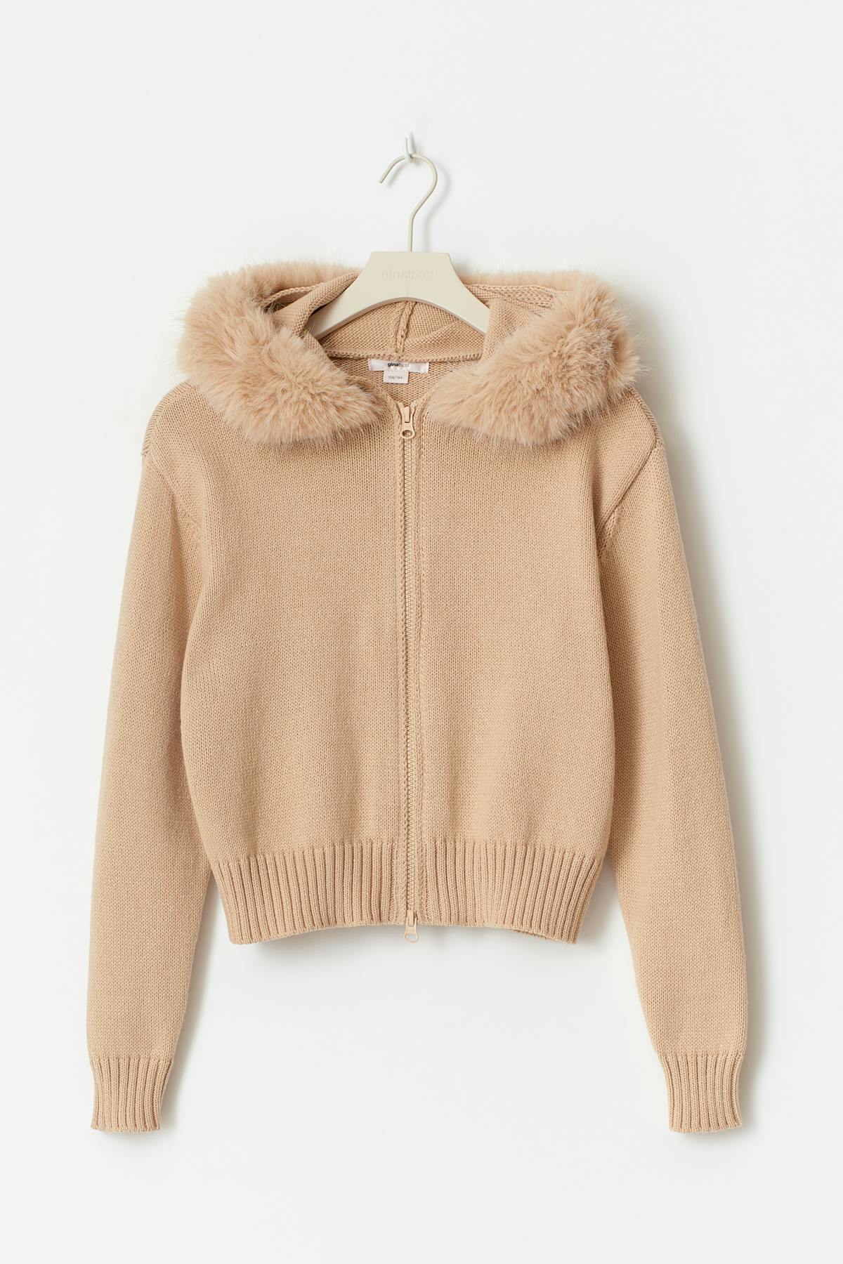 Y fur hoodie - Beige