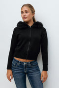 Y fur hoodie - Bleu marine
