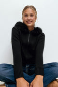 Y fur hoodie - Bleu marine