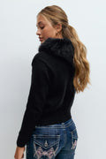 Y fur hoodie - Bleu marine