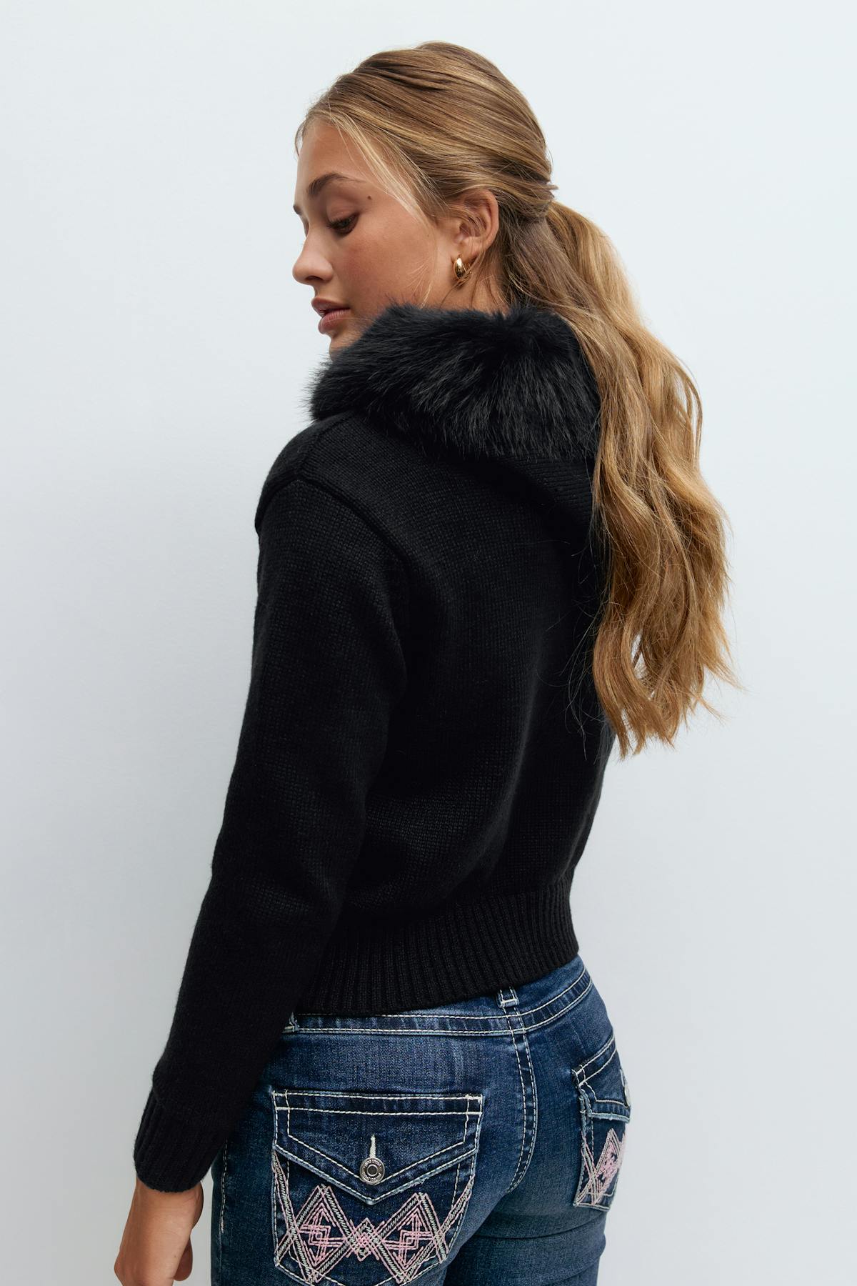 Y fur hoodie - Bleu marine