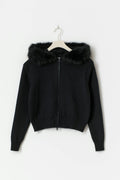 Y fur hoodie - Bleu marine