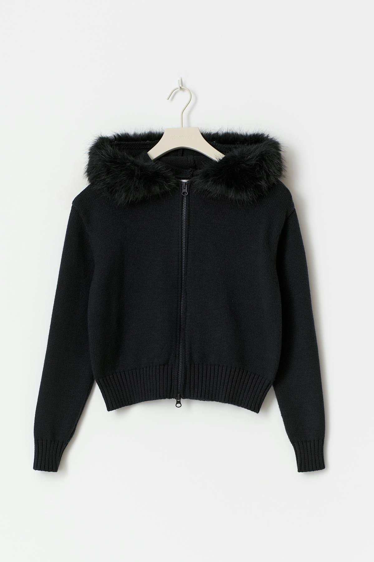 Y fur hoodie - Bleu marine