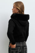 Y fur hoodie - Noir
