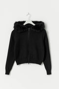 Y fur hoodie - Noir