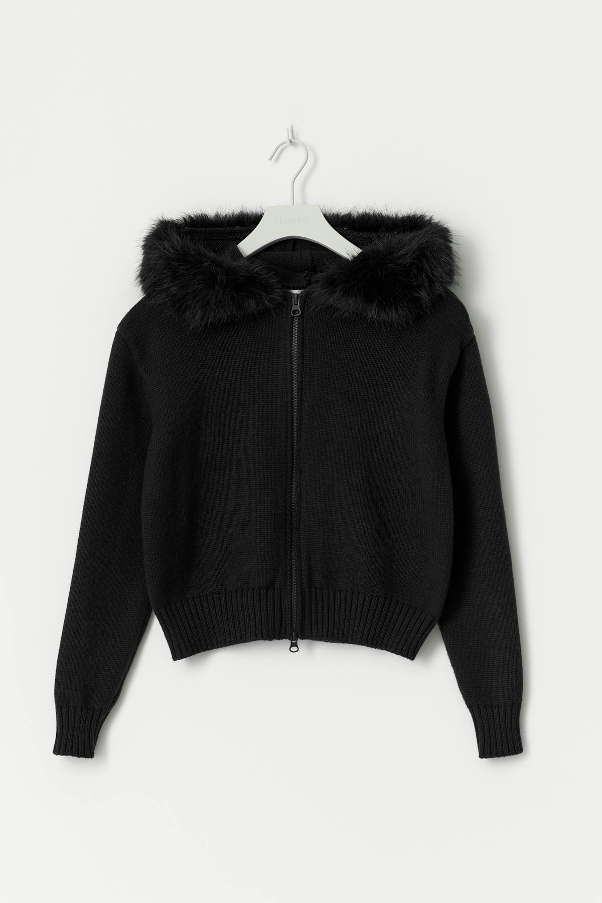 Y fur hoodie - Noir