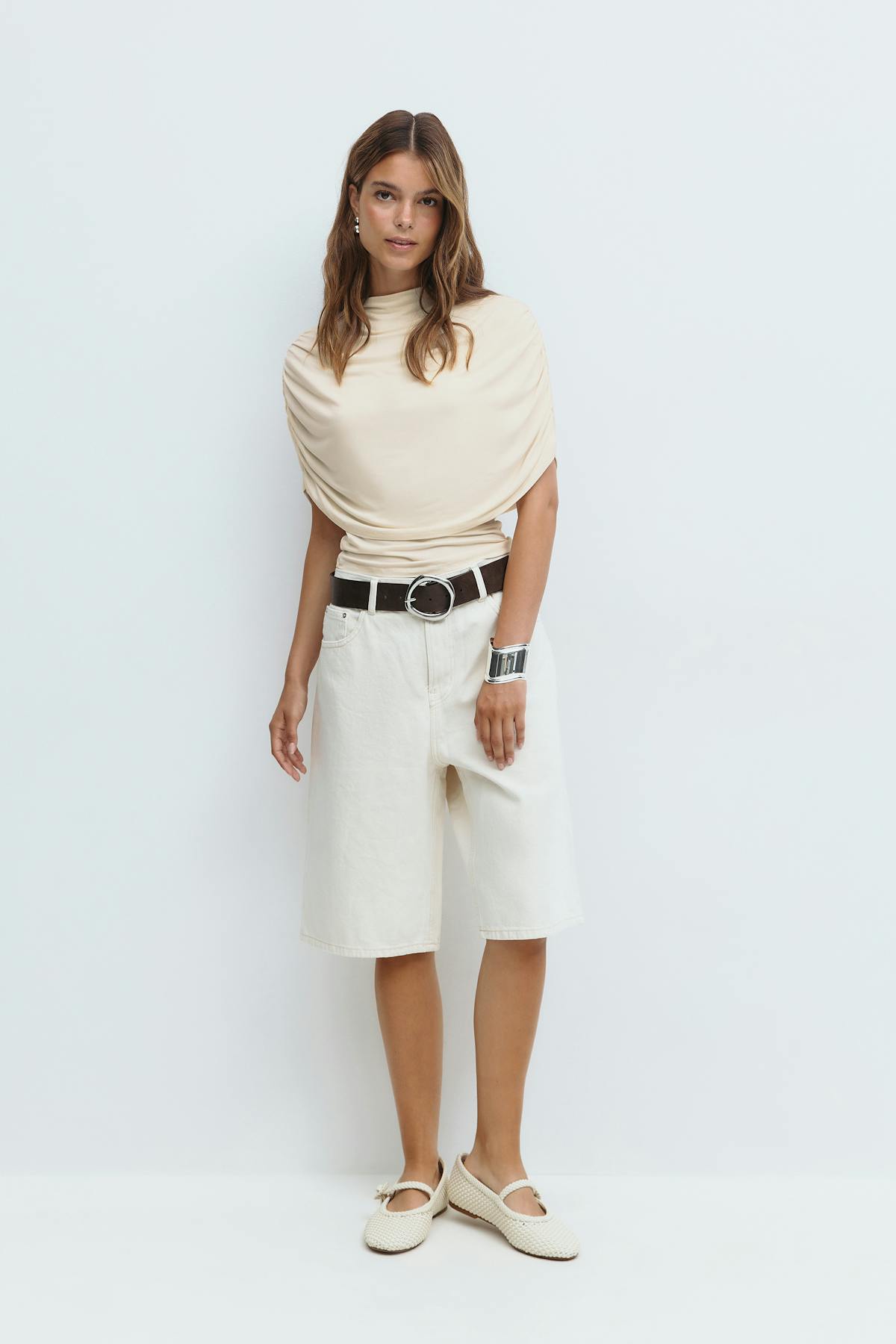 Cape ruched top - Gardenia