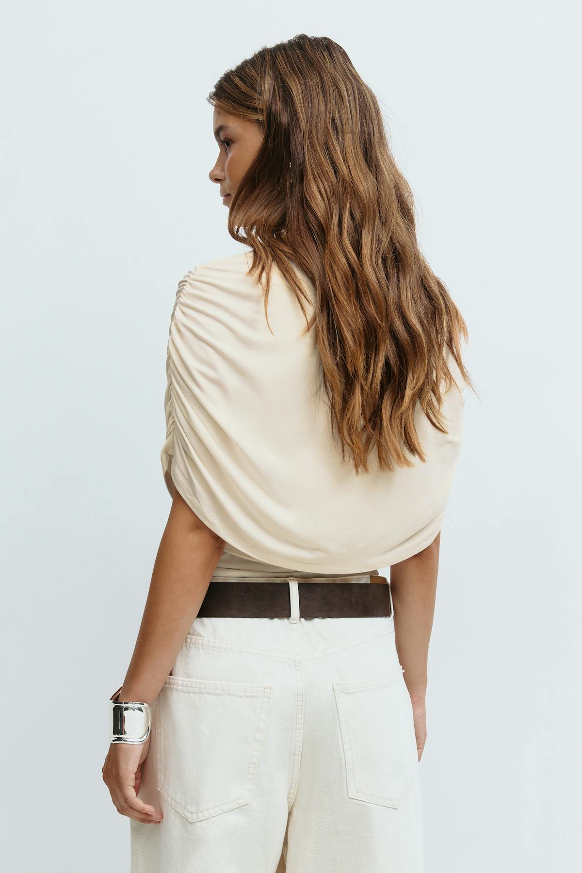 Cape ruched top - Gardenia