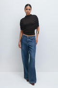Cape ruched top - Noir