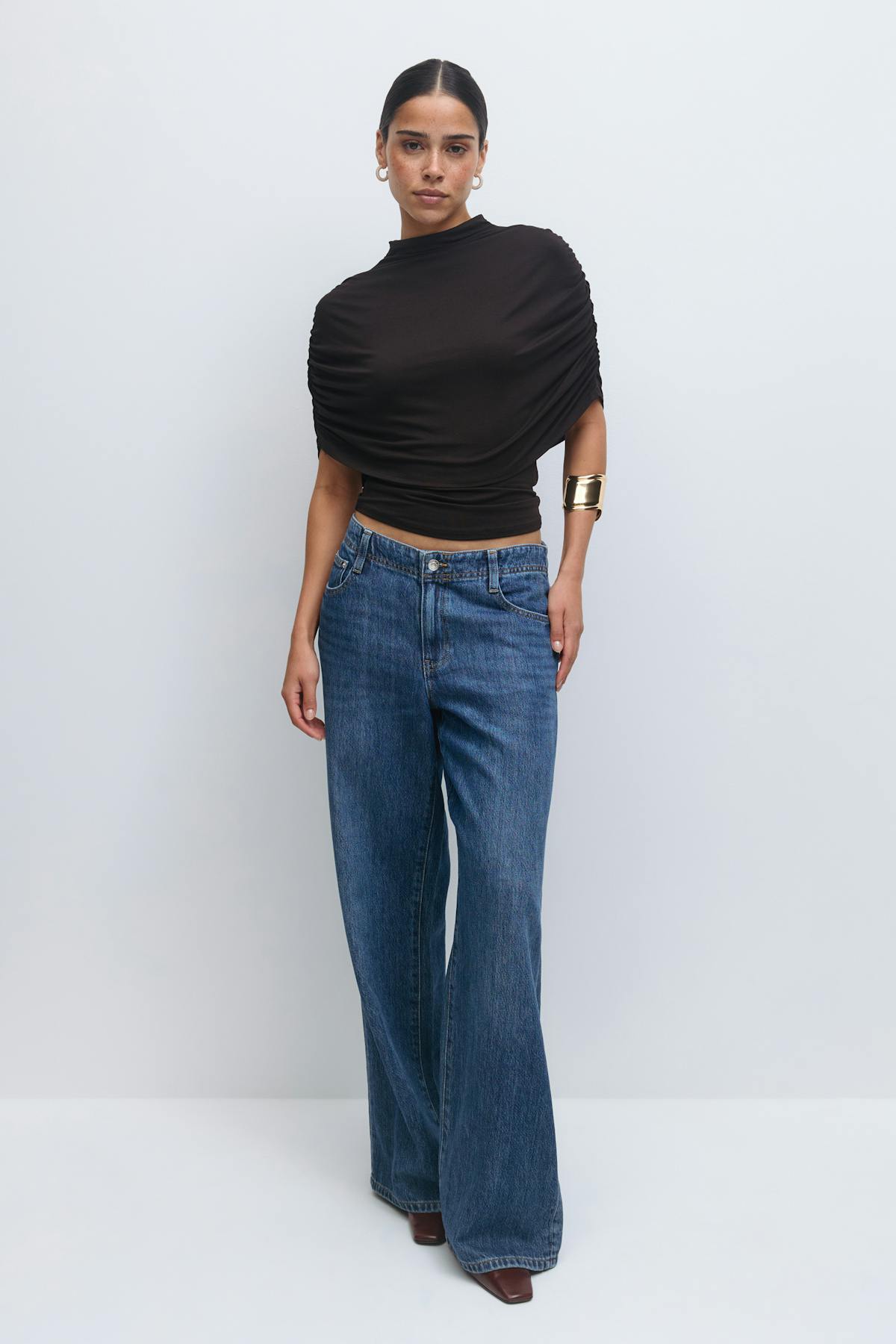 Cape ruched top - Noir