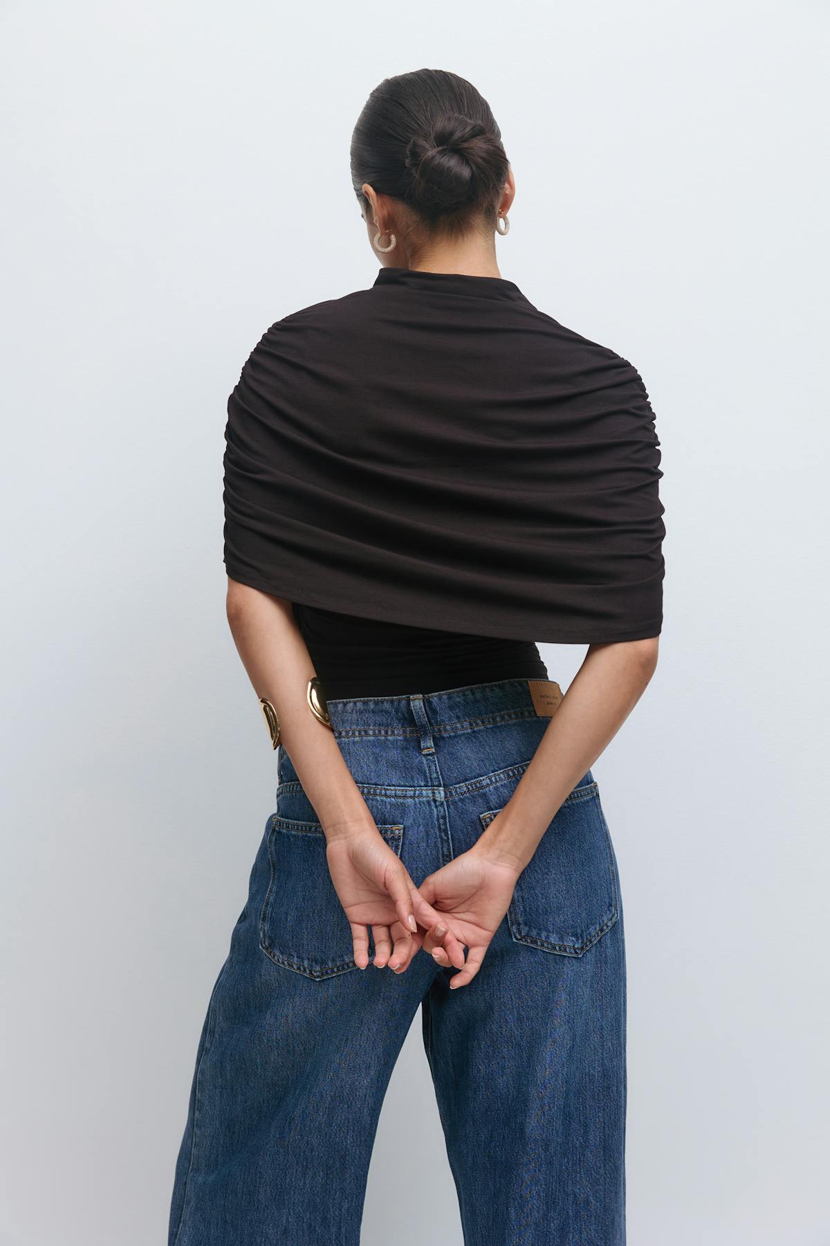 Cape ruched top - Noir