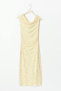 Asymmetric midi dress - Yellow flower