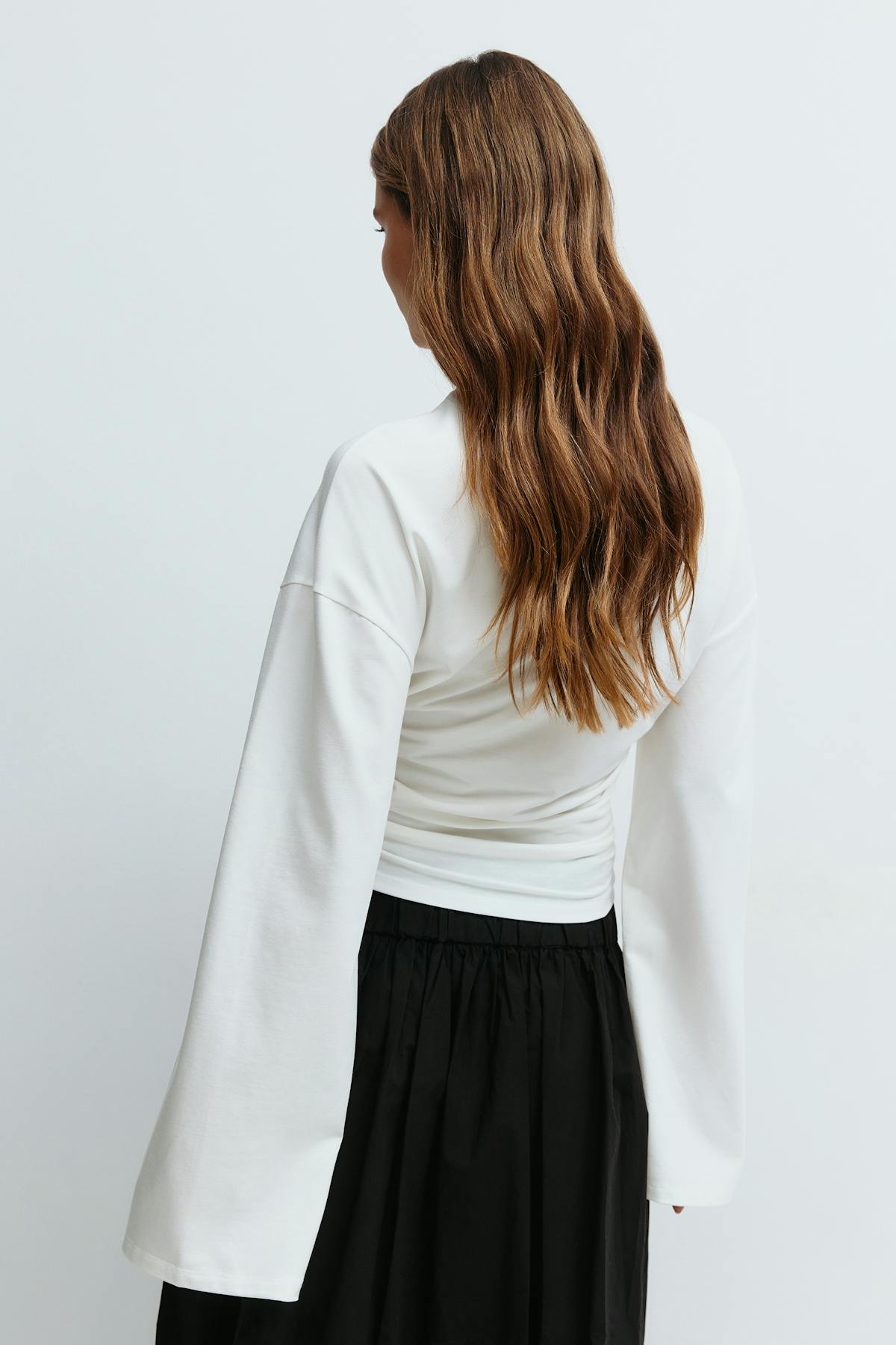 Soft touch wide sleeve top - Blanc cassé
