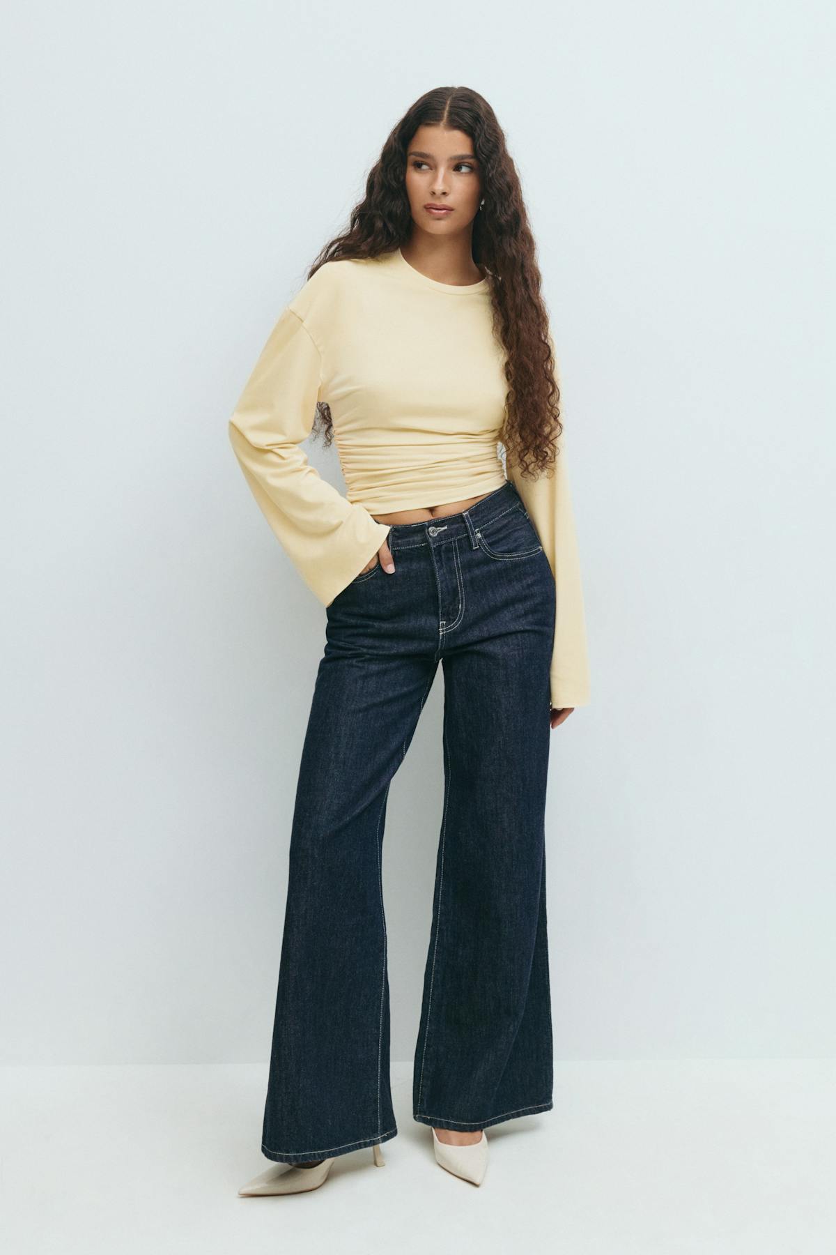Soft touch wide sleeve top - Almond oil