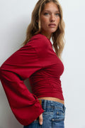 Soft touch wide sleeve top - Noir