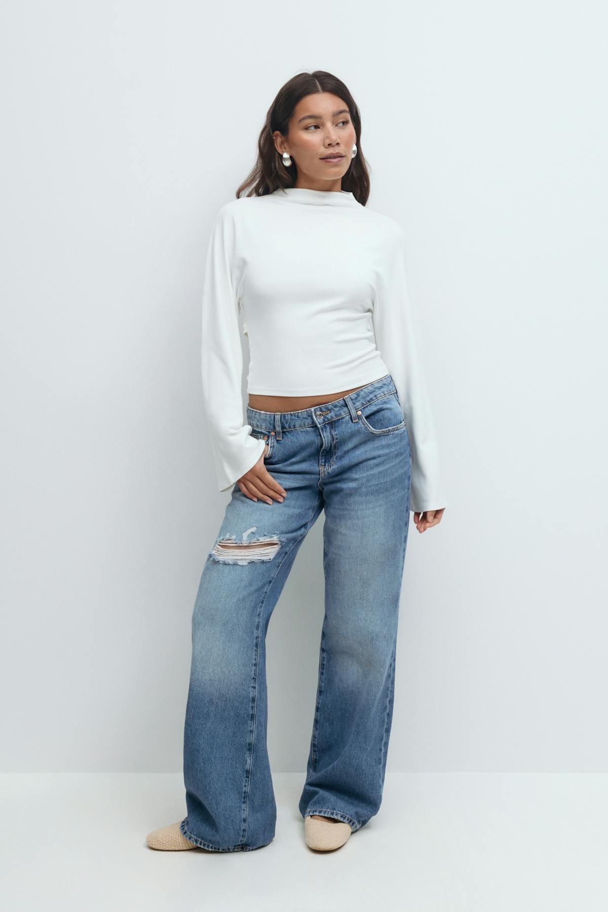 Tie back wide sleeve top - Java