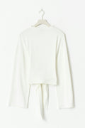 Tie back wide sleeve top - Blanc cassé
