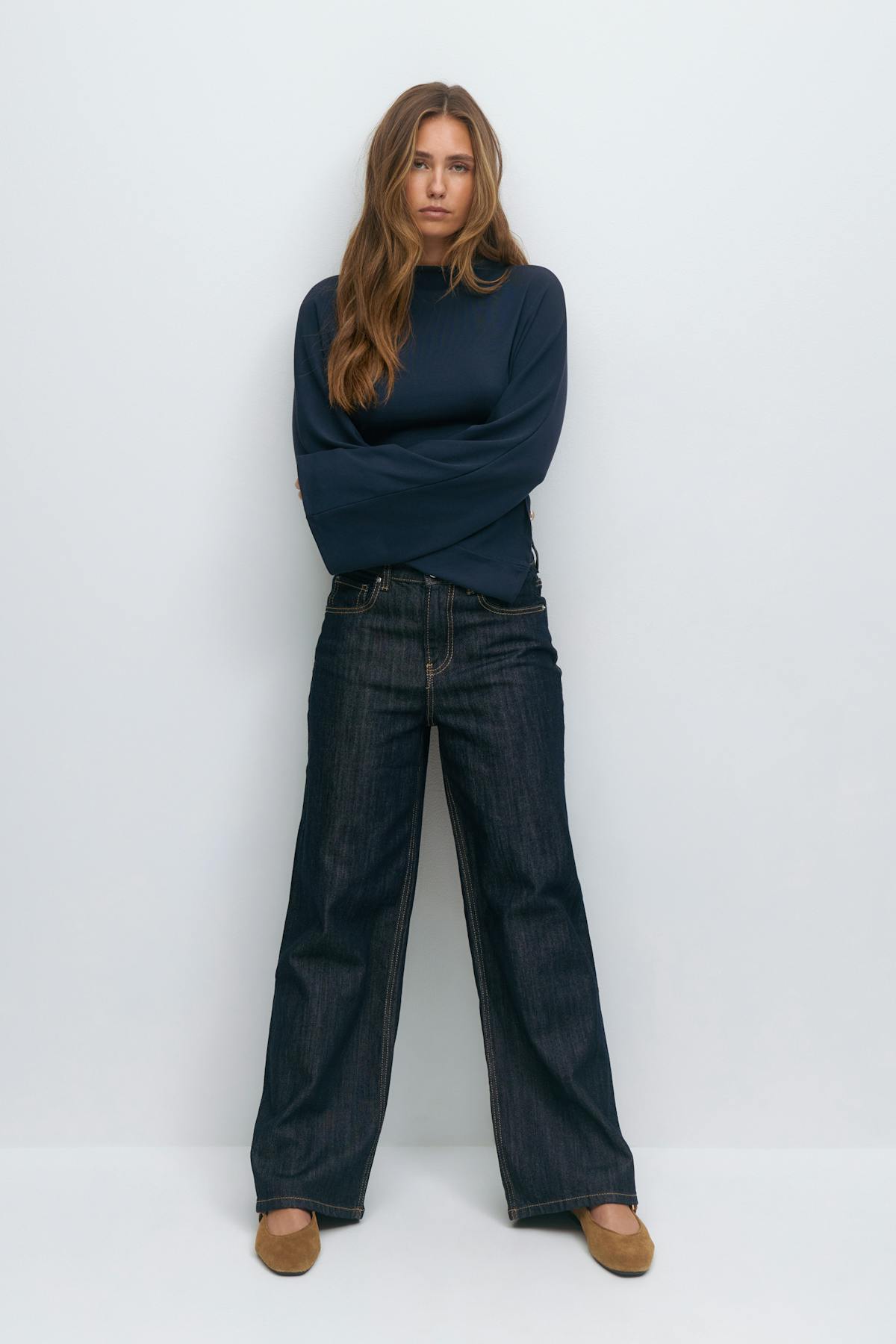 Tie back wide sleeve top - Noir
