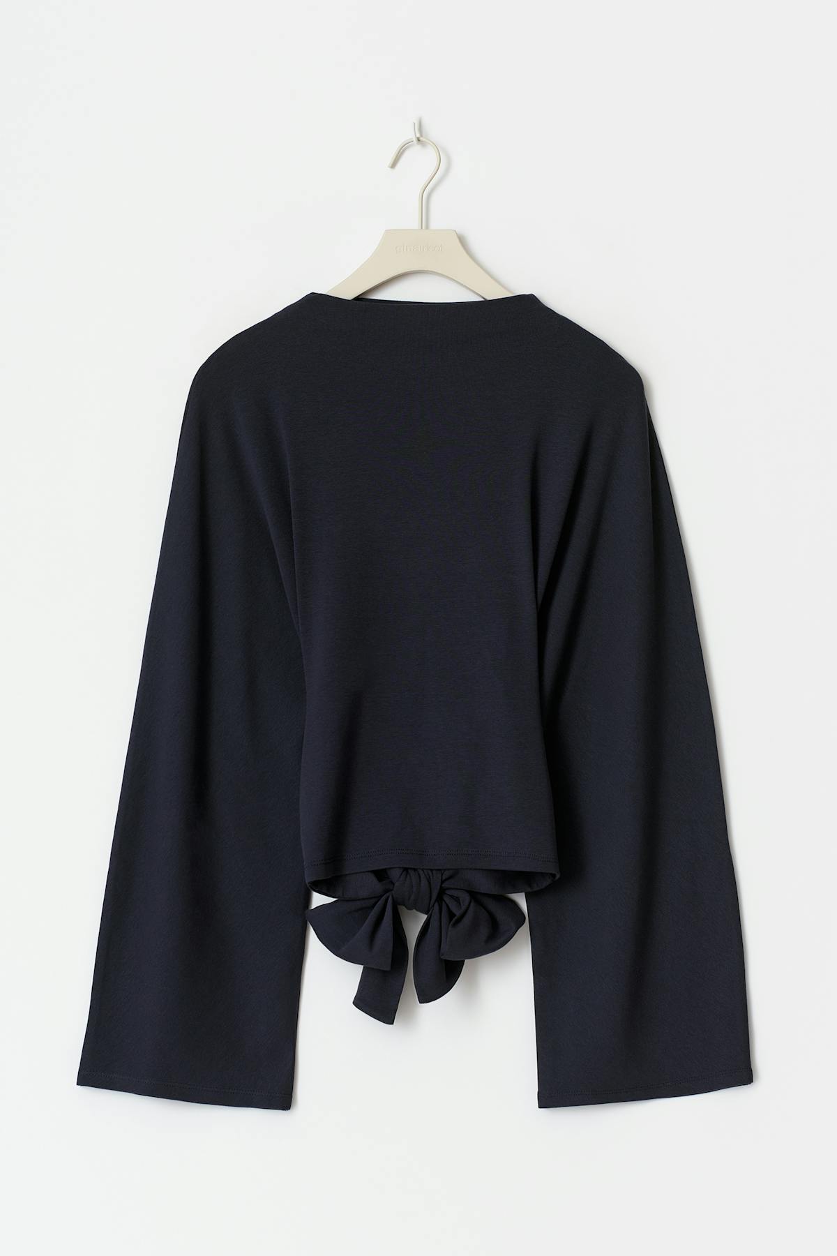 Tie back wide sleeve top - Noir