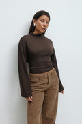 Tie back wide sleeve top - Java