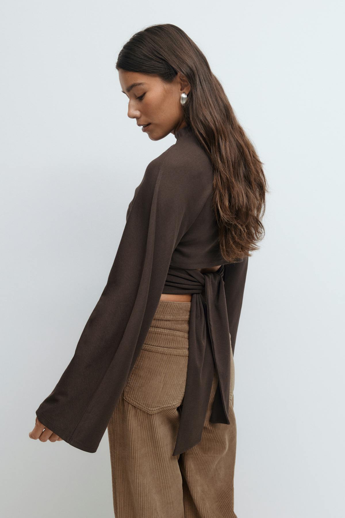 Tie back wide sleeve top - Java