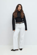 Tie back wide sleeve top - Blanc cassé