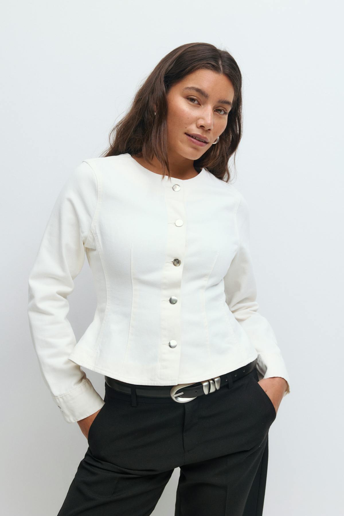 Peplum denim jacket - Rinse