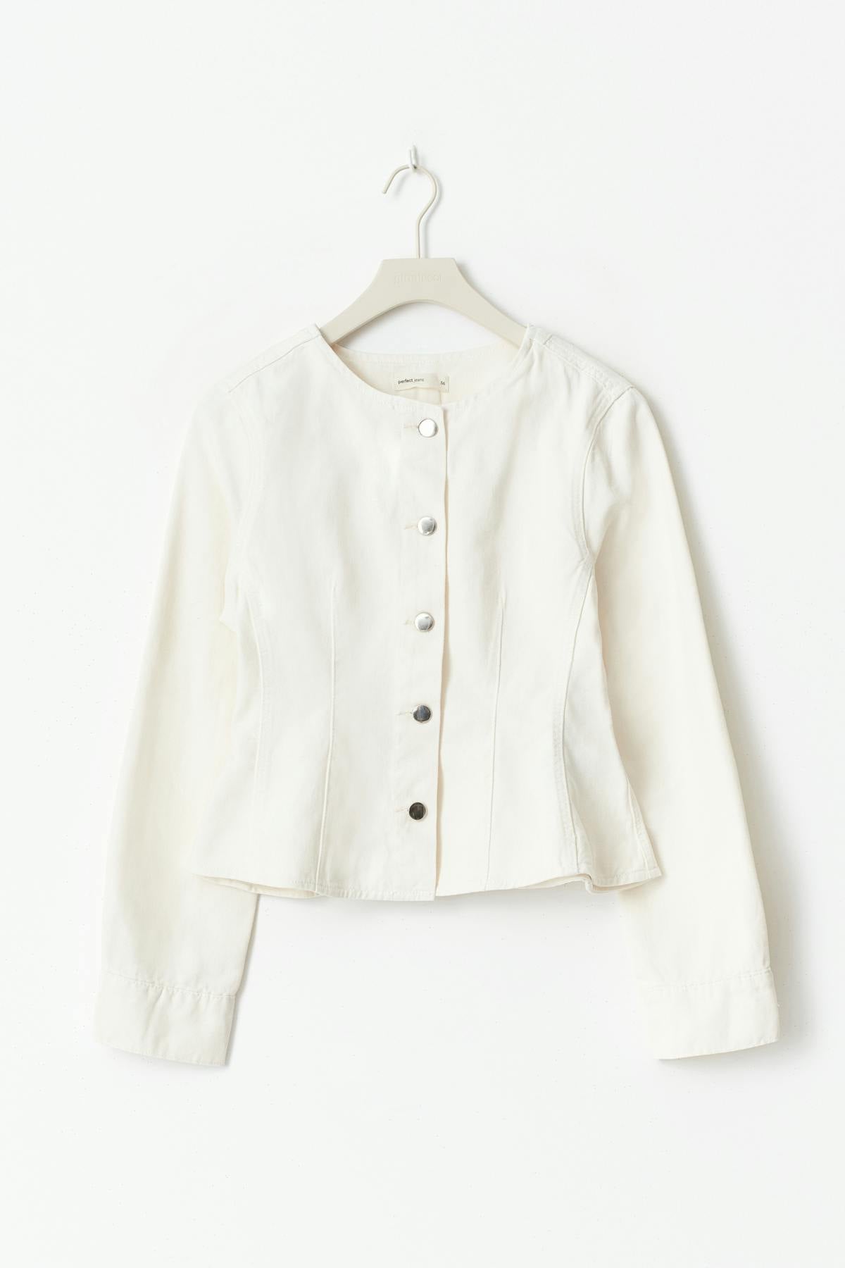 Peplum denim jacket - Blanc cassé