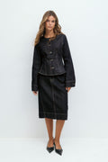Peplum denim jacket - Rinse