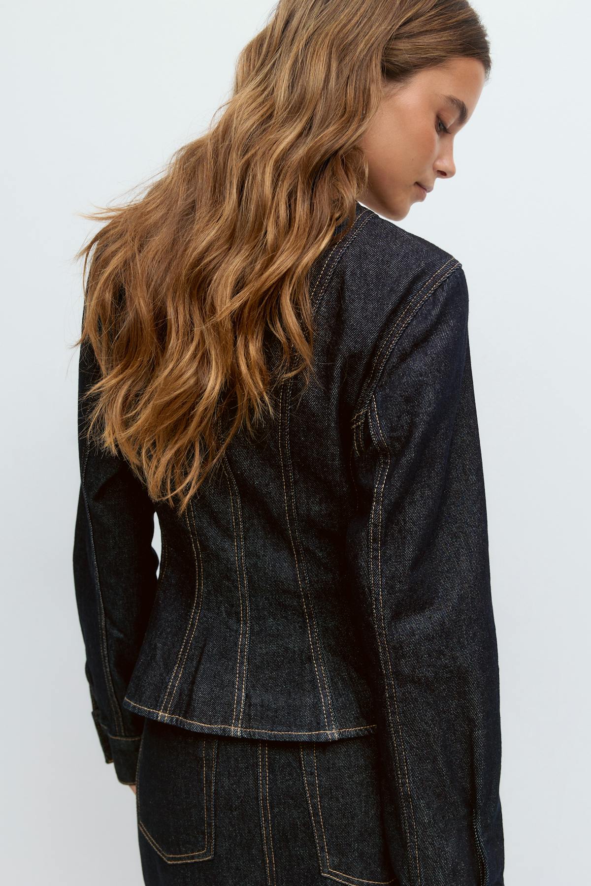 Peplum denim jacket - Rinse