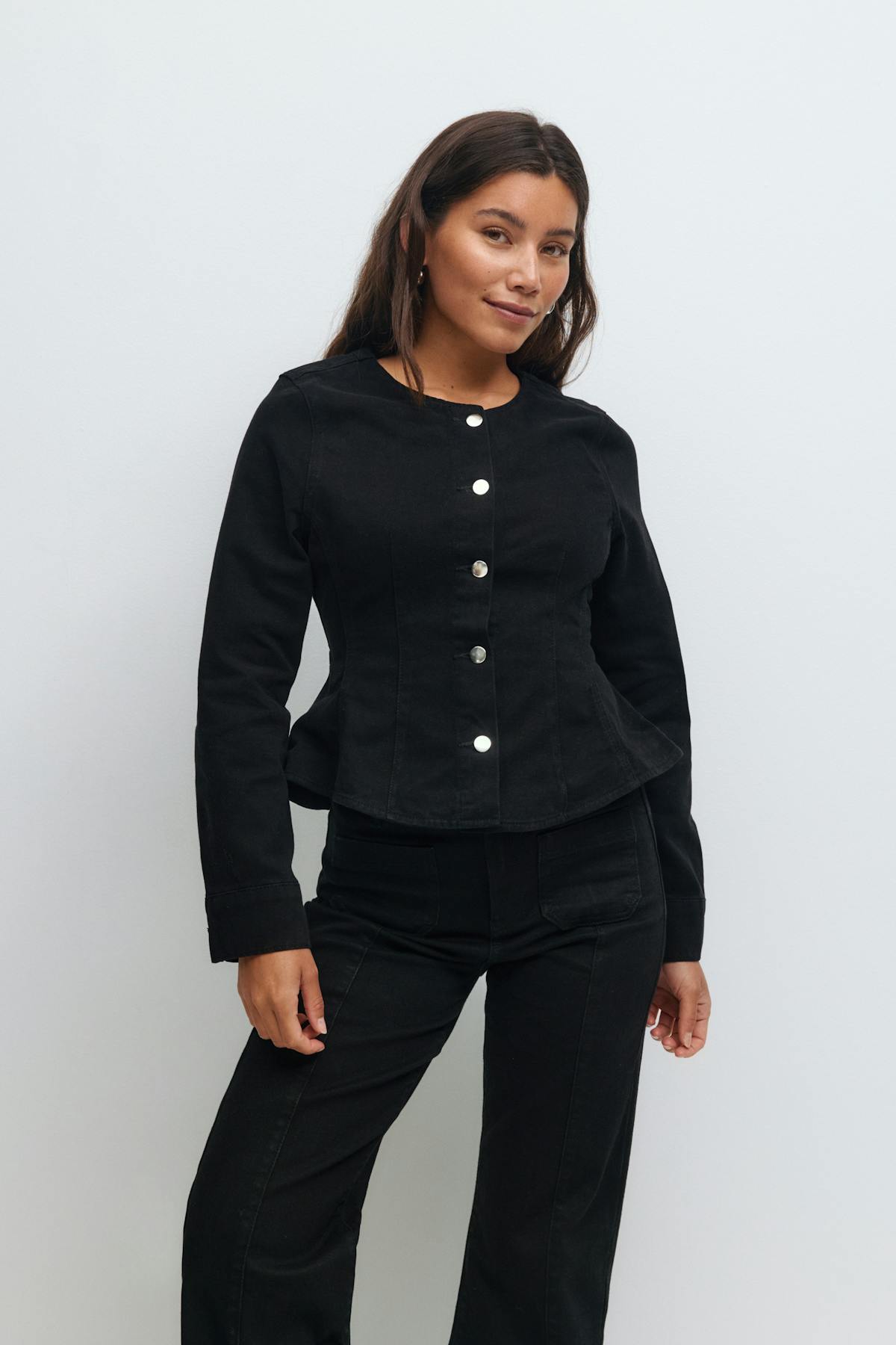 Peplum denim jacket - Blanc cassé