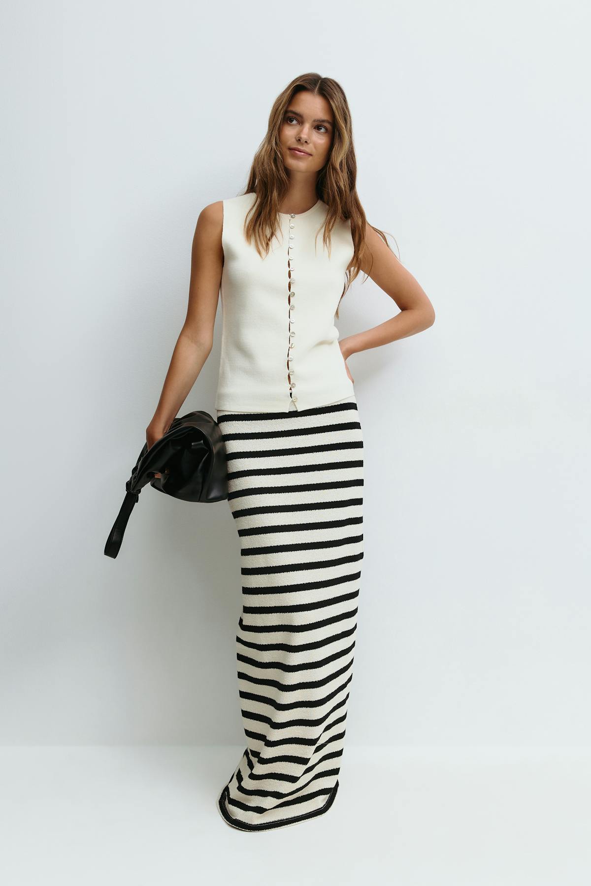 Stripe maxi skirt - Black stripe