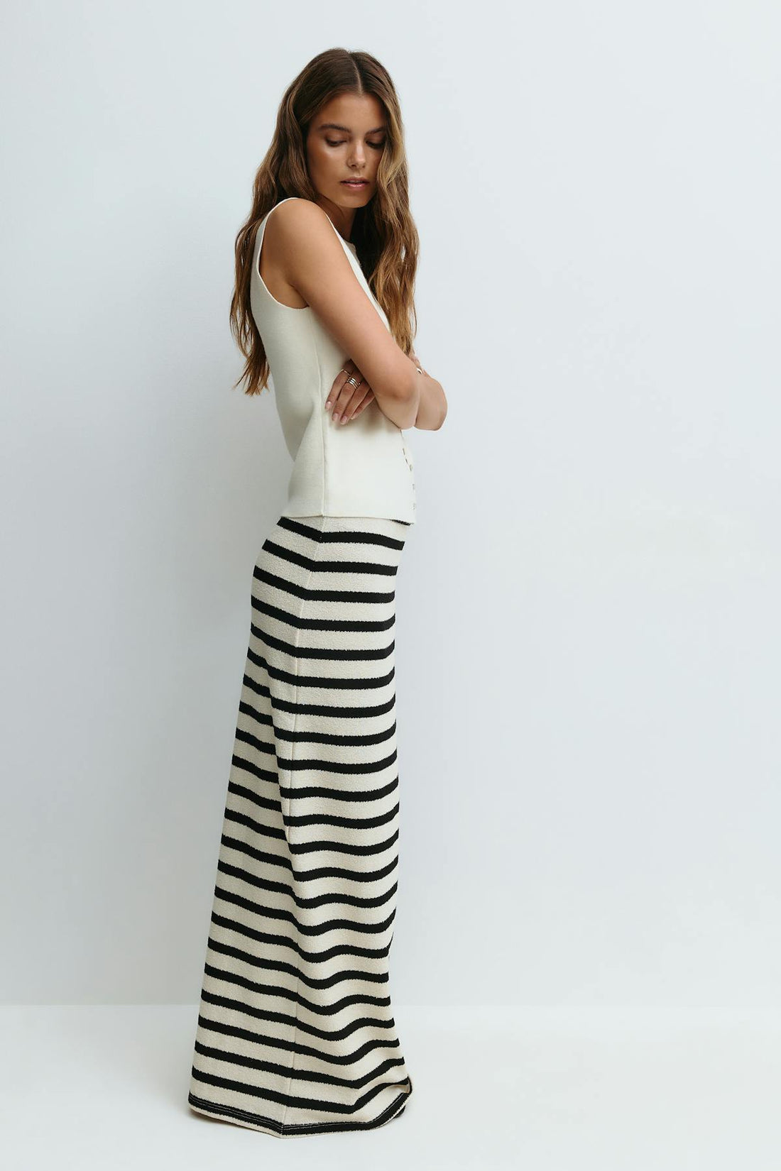 Stripe maxi skirt - Black stripe