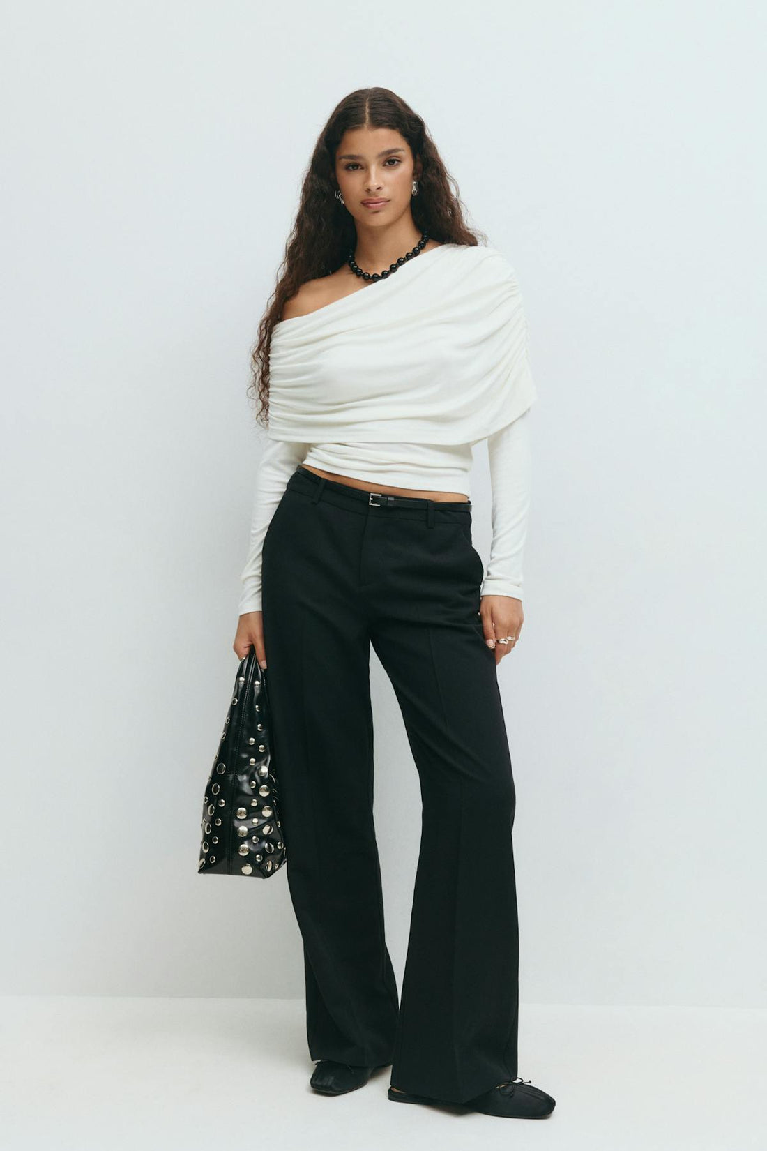 Sloped shoulder cape top - Crème