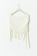 Sloped shoulder cape top - Crème