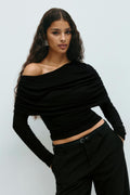 Sloped shoulder cape top - Crème