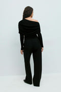 Sloped shoulder cape top - Noir