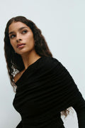 Sloped shoulder cape top - Noir