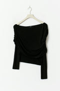 Sloped shoulder cape top - Noir